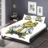 Cartoon frog wearing a white shirt and tie bedding set