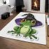 Cartoon frog wearing witch hat area rugs carpet