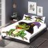 Cartoon frog wearing witch hat bedding set