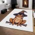 Cartoon frog wearing witch hat area rugs carpet