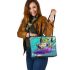 Cartoon frog with bright colors leaather tote bag