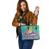 Cartoon frog with bright colors leaather tote bag