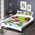 Cartoon frog with its tongue sticking bedding set