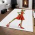 Cartoon frog woman wearing a red dress area rugs carpet