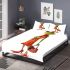 Cartoon frog woman wearing a red dress bedding set