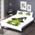 Cartoon green frog with black witch hat bedding set