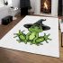 Cartoon green frog with black witch hat area rugs carpet