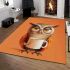 Cartoon owl holding an empty coffee cup area rugs carpet