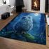 Cartoon owl in the moonlight cute baby blue eyes area rugs carpet