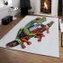Cartoon tattoo design of a red eyed tree frog sitting on a branch area rugs carpet