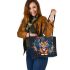 Cartoon tiger and dream catcher leather tote bag