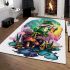 Cartoon tree frog sitting on top of an irish mushroom area rugs carpet