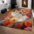 Cat amidst blooms area rugs carpet