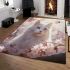 Cat in cherry blossoms area rugs carpet