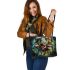 Cats dogs and dream catcher leather tote bag