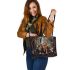 Cats with dream catcher leather tote bag