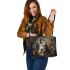 Cats with dream catcher leather tote bag