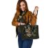 Catus with dream catcher leather tote bag