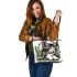 Catus with dream catcher leather tote bag