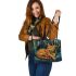 Catus with dream catcher leather tote bag