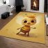 Cheerful chibi bee in flower field area rugs carpet
