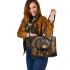 Coffee and dream catcher leather tote bag