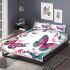 Colorful butterflies with pink and blue wings bedding set