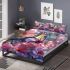 Colorful butterfly perched blooming roses bedding set