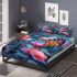 Colorful butterfly perched blooming roses bedding set