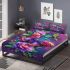 Colorful butterfly with flowers and leaves on purple bedding set