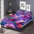 Colorful butterfly with flowers and leaves on purple bedding set