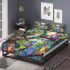 Colorful cartoon frogs hanging from tree branches in the jungle bedding set