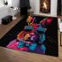 Colorful cartoon rabbit wearing sunglasses area rugs carpet