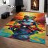 Colorful cartoon red eyed tree frog on the edge area rugs carpet