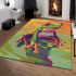 Colorful cartoon red eyed tree frog on the edge area rugs carpet