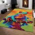 Colorful cartoon red eyed tree frog on the edge area rugs carpet