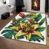 Colorful cartoon tree frog with lily flower area rugs carpet