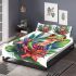 Colorful cartoon tree frog with lily flower bedding set
