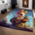 Colorful creature on floating island area rugs carpet