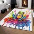 Colorful cute cartoon tree frog sits on a water puddle area rugs carpet