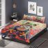 Colorful cute frog in the style of mesmerizing optical illusions bedding set