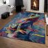 Colorful frog with an eye on its back area rugs carpet