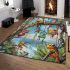 Colorful frogs hanging from tree branches in the jungle area rugs carpet