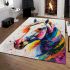 Colorful hair around horse's head area rugs carpet