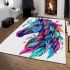Colorful horse head with turquoise area rugs carpet