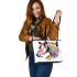 Colorful illustration of a horse head leather tote bag