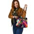 Colorful illustration of a horse head leather tote bag