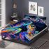 Colorful ink drawing of two turtles in love bedding set