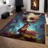 Colorful mermaid on rock with bubbles area rugs carpet