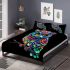 Colorful owl with glowing eyes perched bedding set